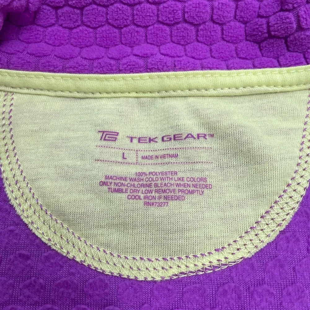 Tek Gear Honeybomb 1/4 Zip Soft Fleece Jacket Women Large Purple Stretch Outdoor